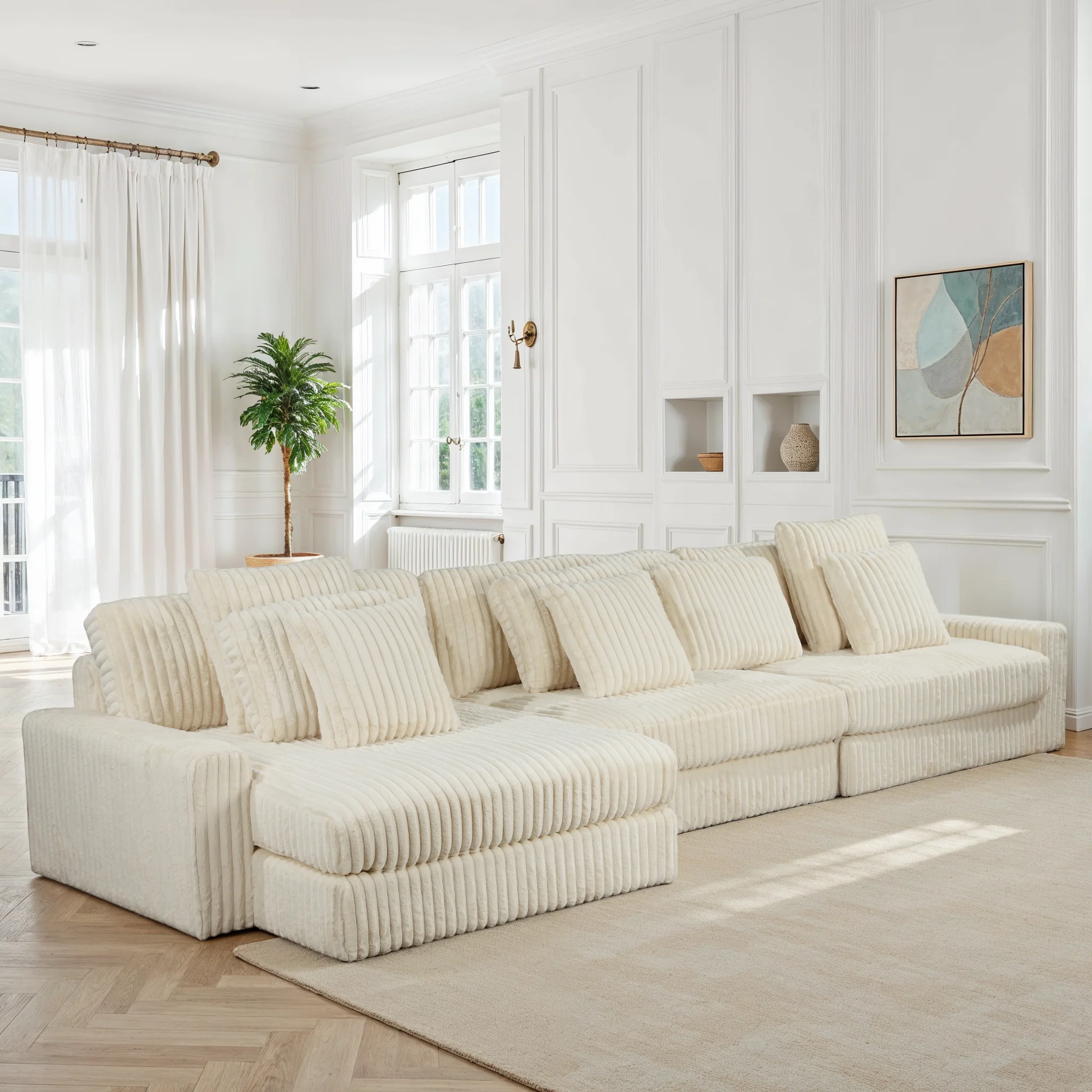 Canapé angle velours réversible tissu doux - VITO - Image 14