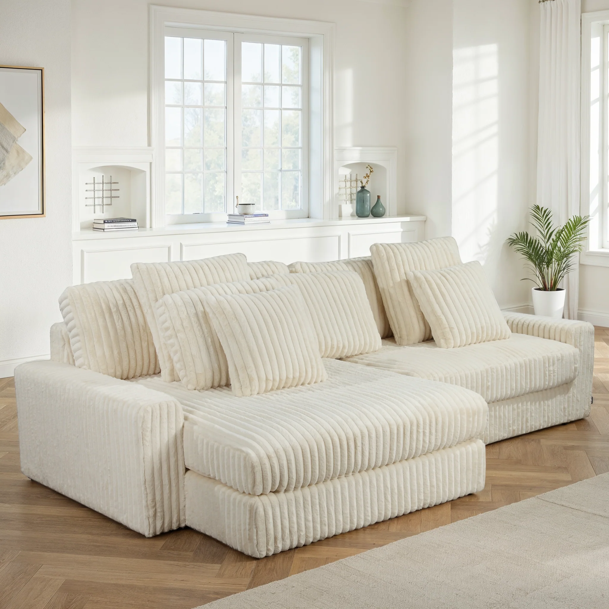 Canapé angle velours réversible tissu doux - VITO - Image 15