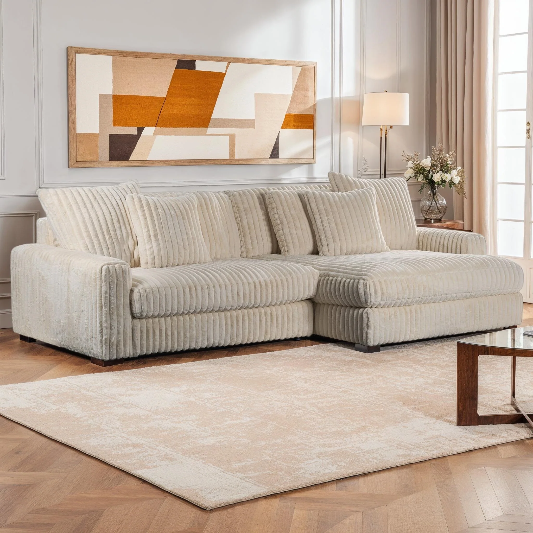 Canapé angle velours réversible tissu doux - VITO - Image 18