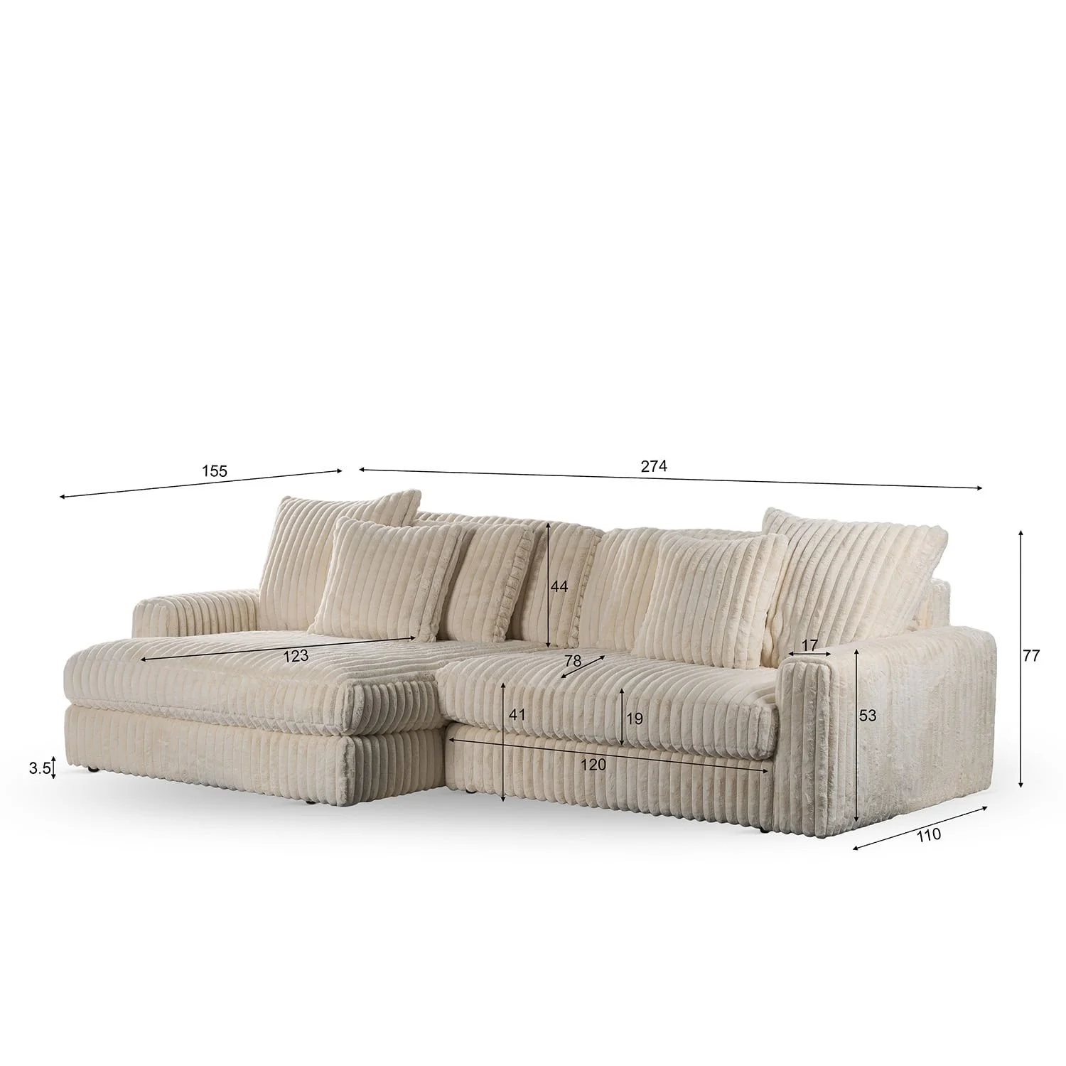 Canapé angle velours réversible tissu doux - VITO - Image 26