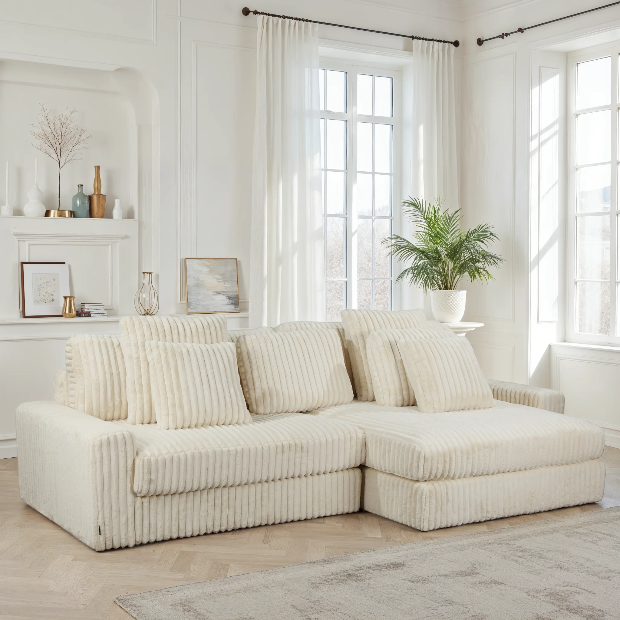 Canapé angle velours réversible tissu doux - VITO - Image 3