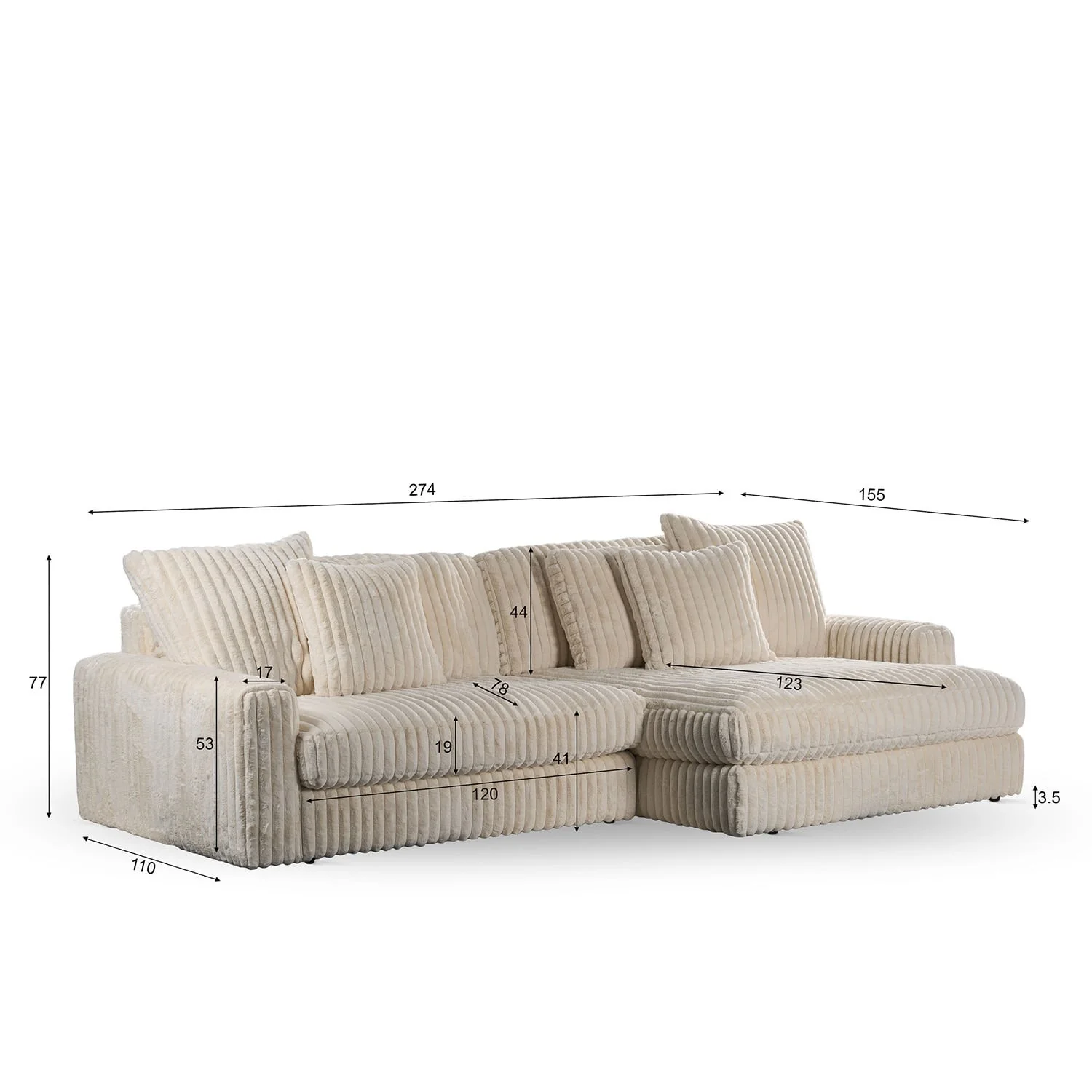 Canapé angle velours réversible tissu doux - VITO - Image 33