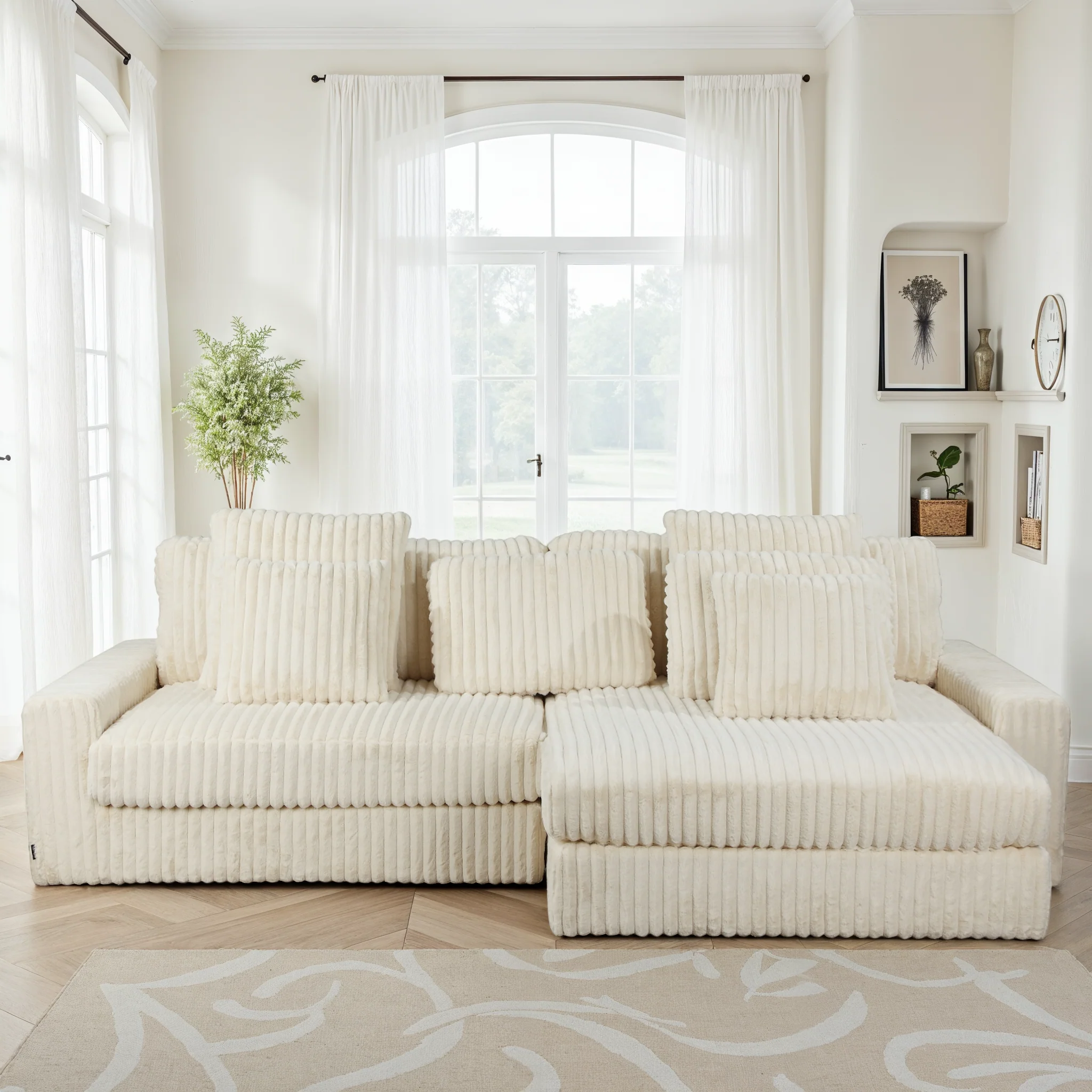 Canapé angle velours réversible tissu doux - VITO - Image 4