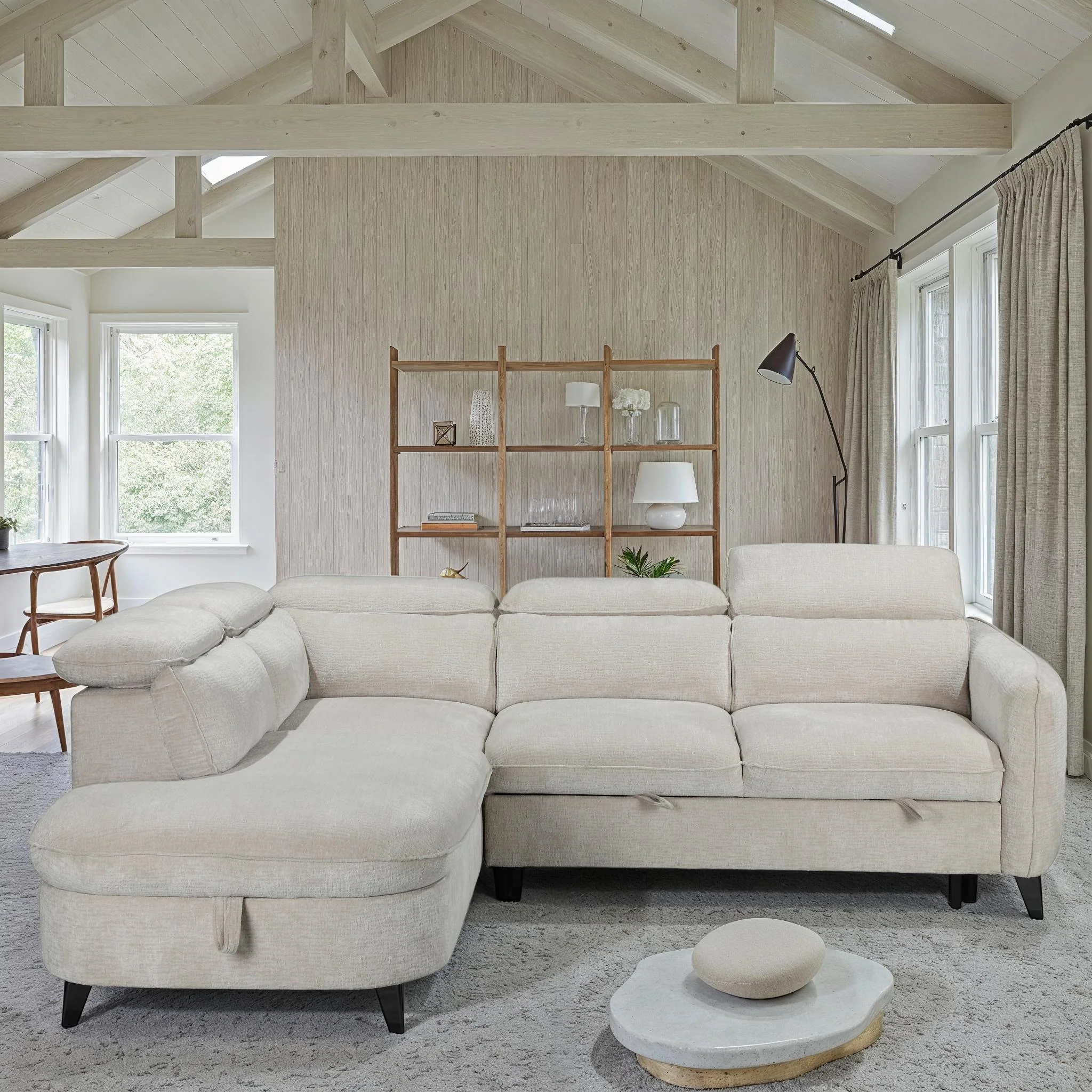 Canapé d'angle en tissu anti tache avec coffre, 249x211xH80CM - RUBY - Image 5