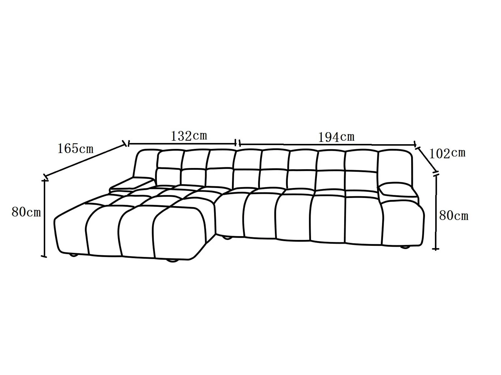 Canapé d'angle en tissu anti tache, H80CM - PRADO - Image 10