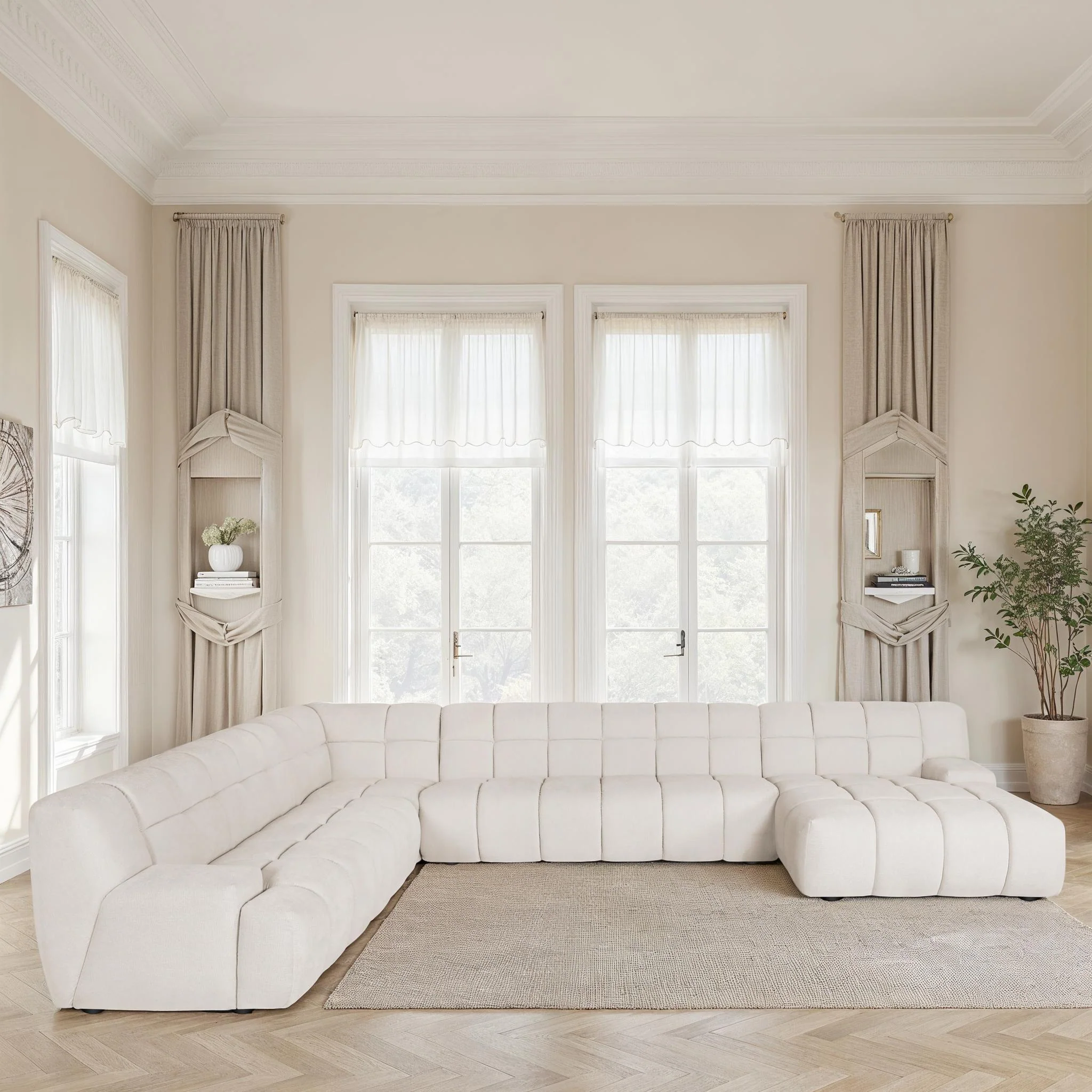 Canapé d'angle en tissu anti tache, H80CM - PRADO - Image 11