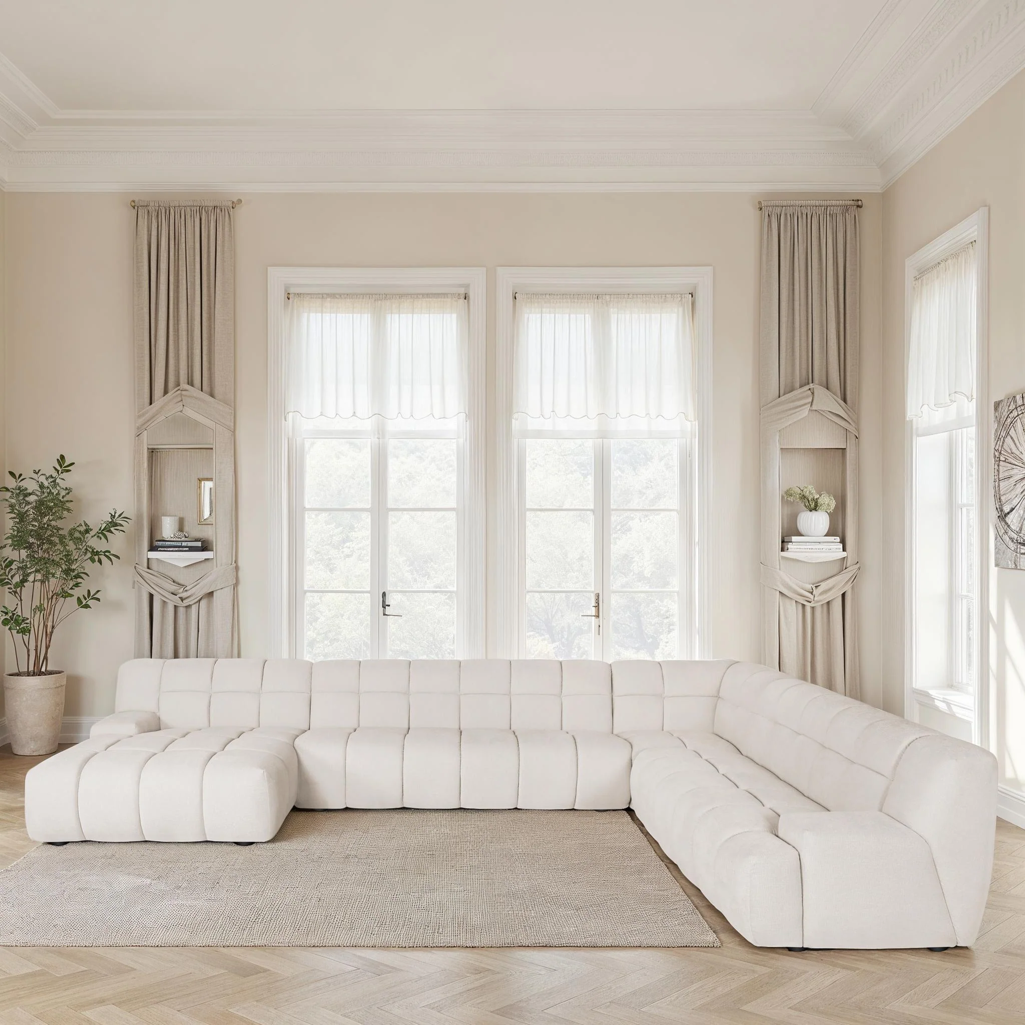 Canapé d'angle en tissu anti tache, H80CM - PRADO - Image 12