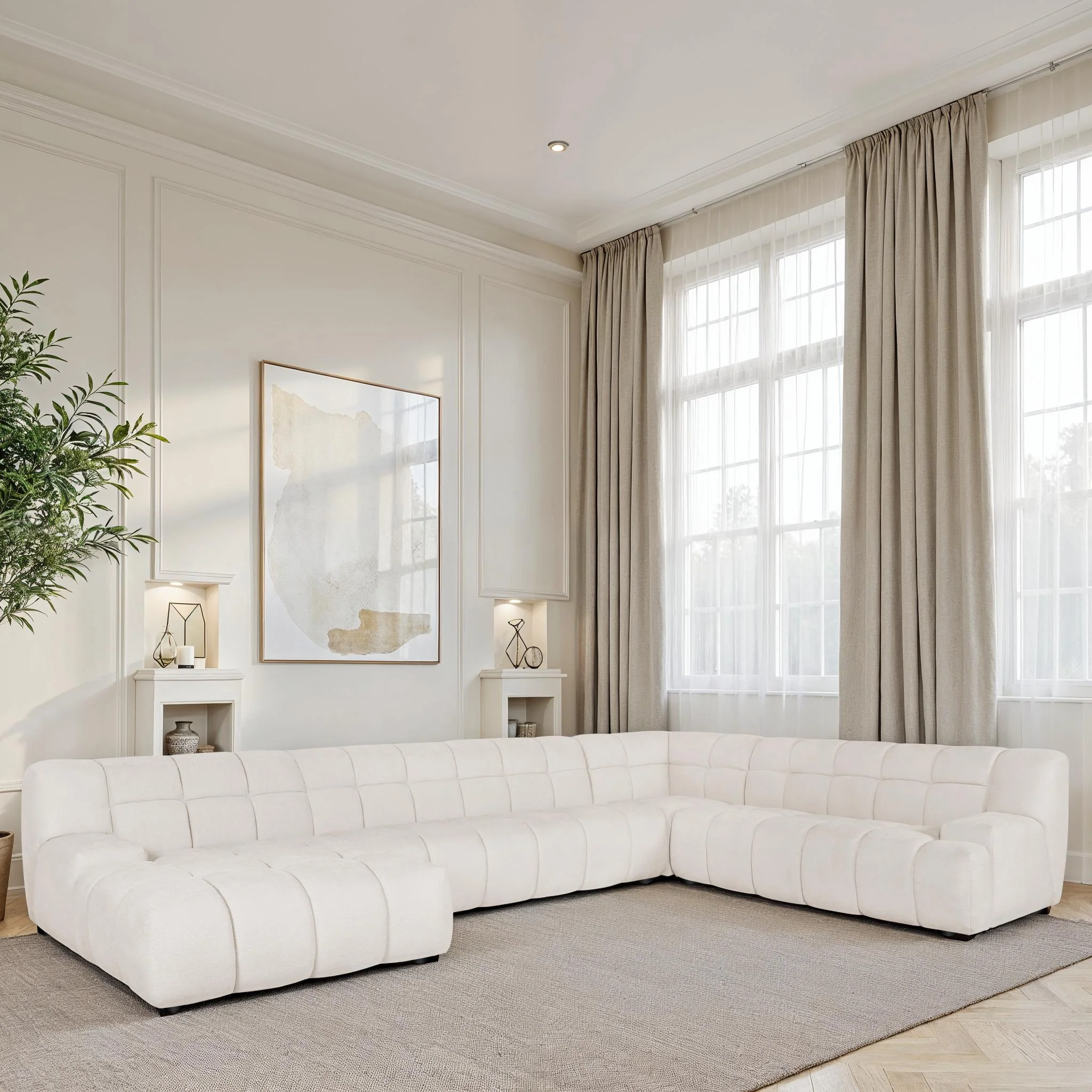 Canapé d'angle en tissu anti tache, H80CM - PRADO - Image 13