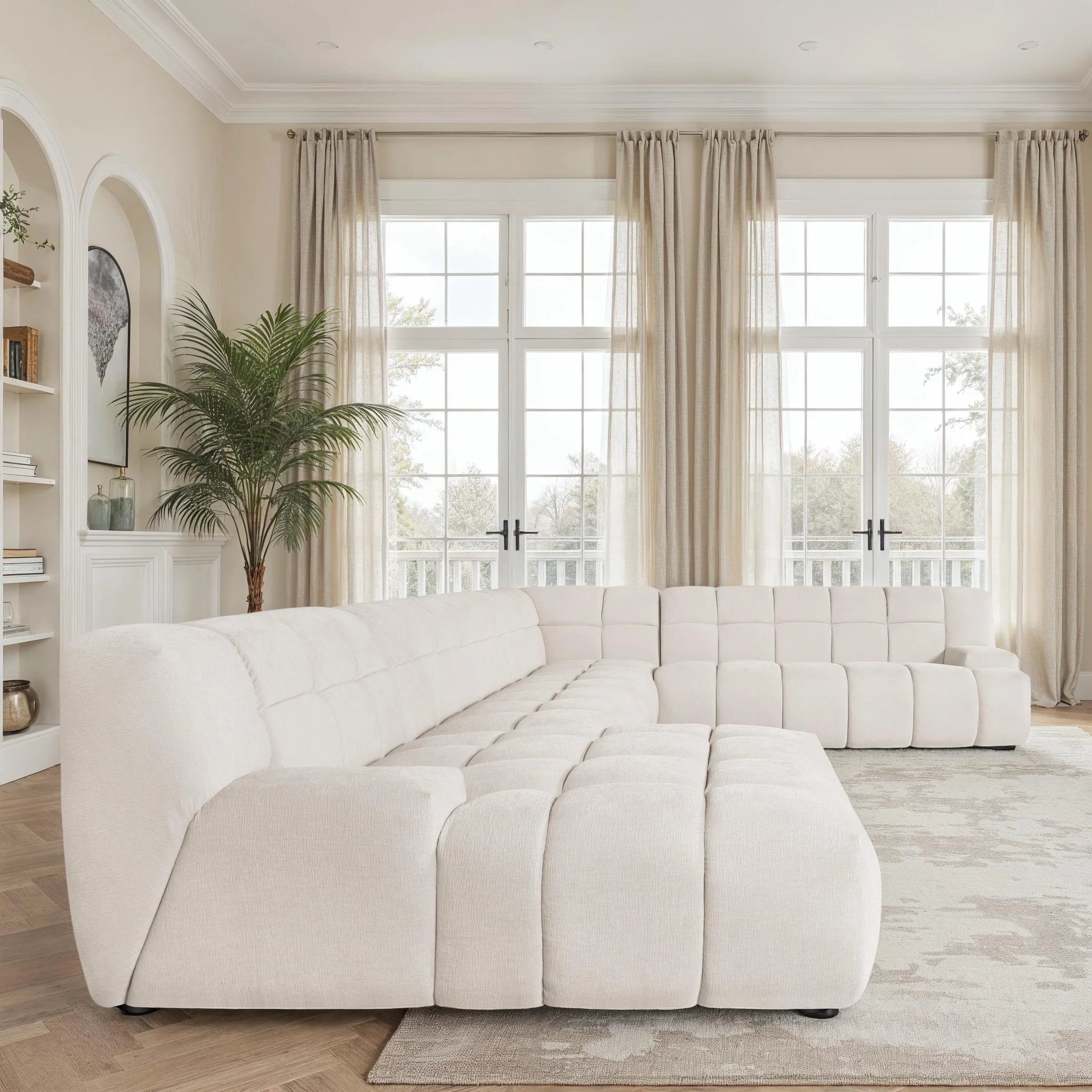 Canapé d'angle en tissu anti tache, H80CM - PRADO - Image 14