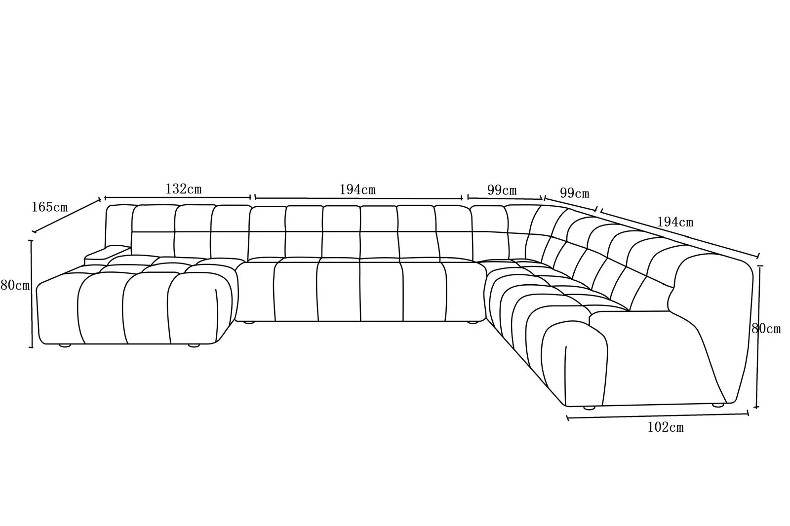 Canapé d'angle en tissu anti tache, H80CM - PRADO - Image 16