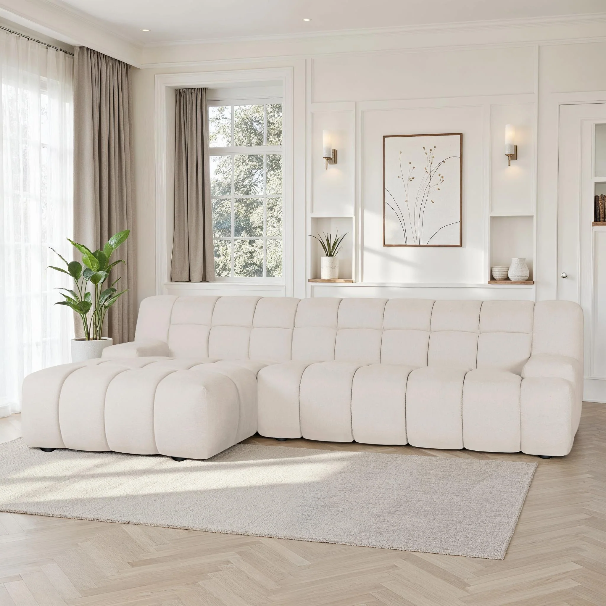 Canapé d'angle en tissu anti tache, H80CM - PRADO - Image 3