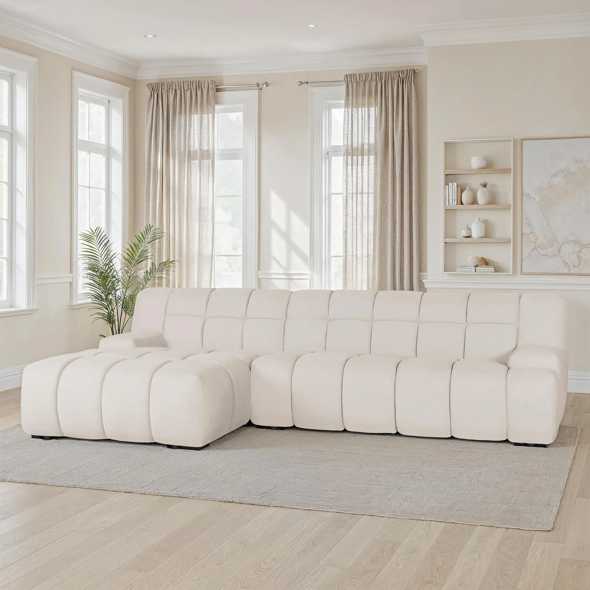 Canapé d'angle en tissu anti tache, H80CM - PRADO - Image 4