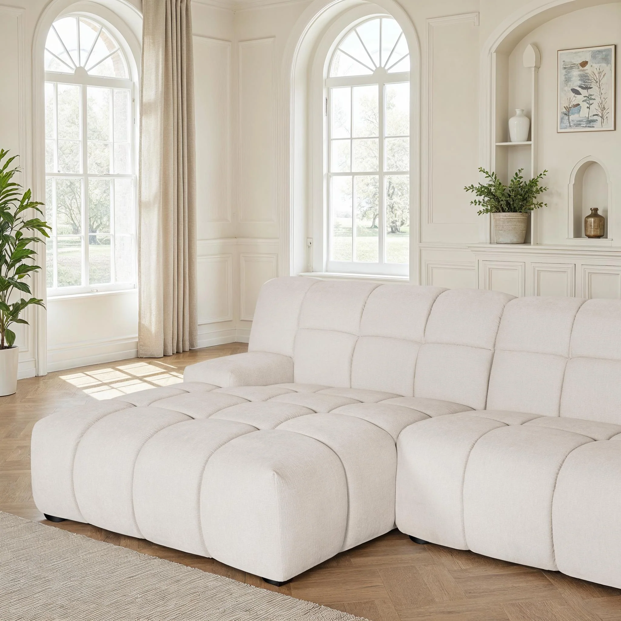 Canapé d'angle en tissu anti tache, H80CM - PRADO - Image 5