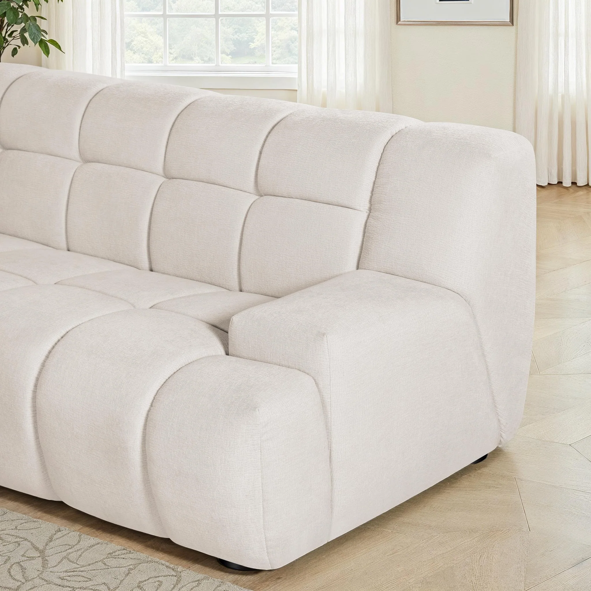 Canapé d'angle en tissu anti tache, H80CM - PRADO - Image 8