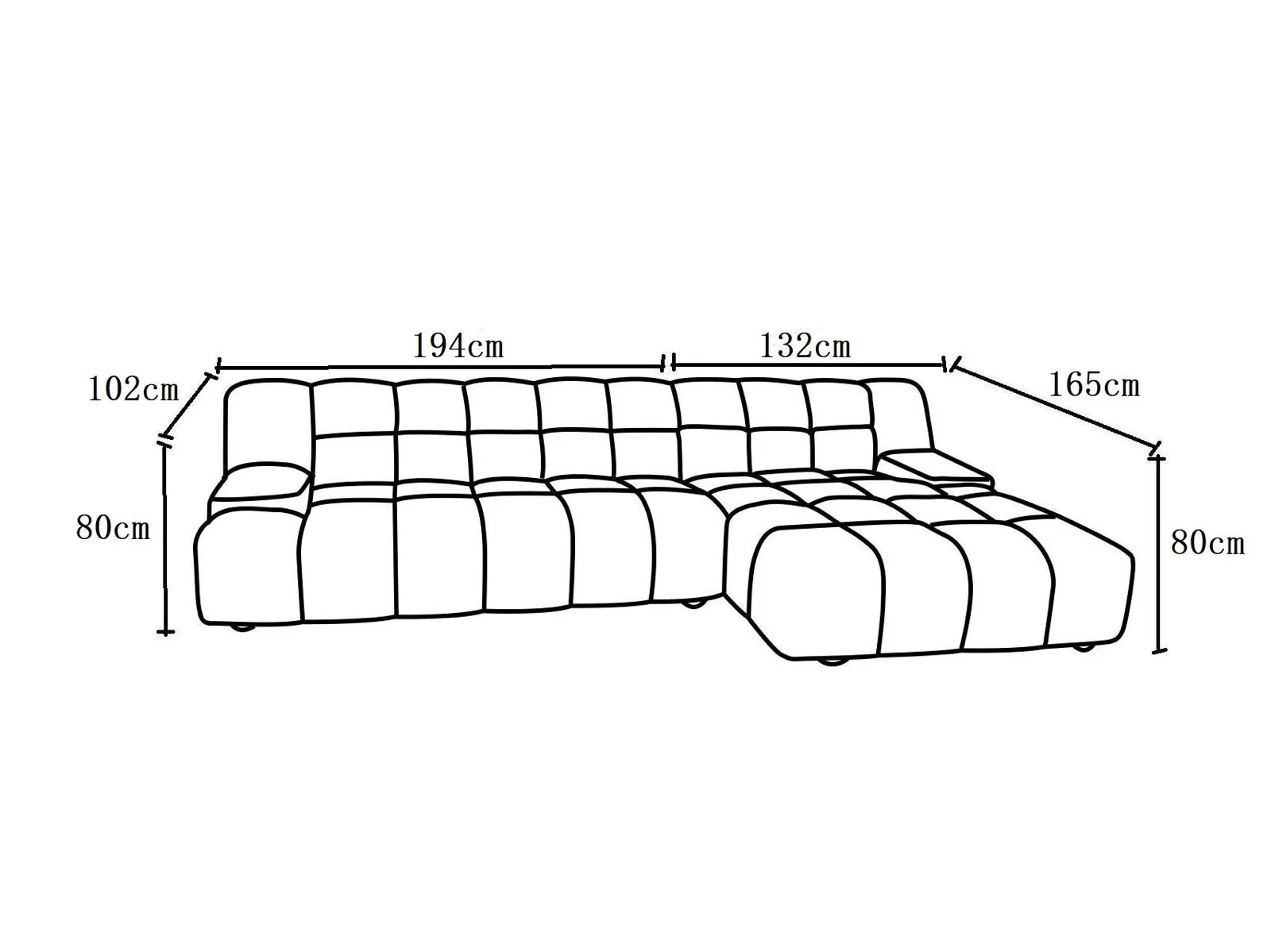 Canapé d'angle en tissu anti tache, H80CM - PRADO - Image 9