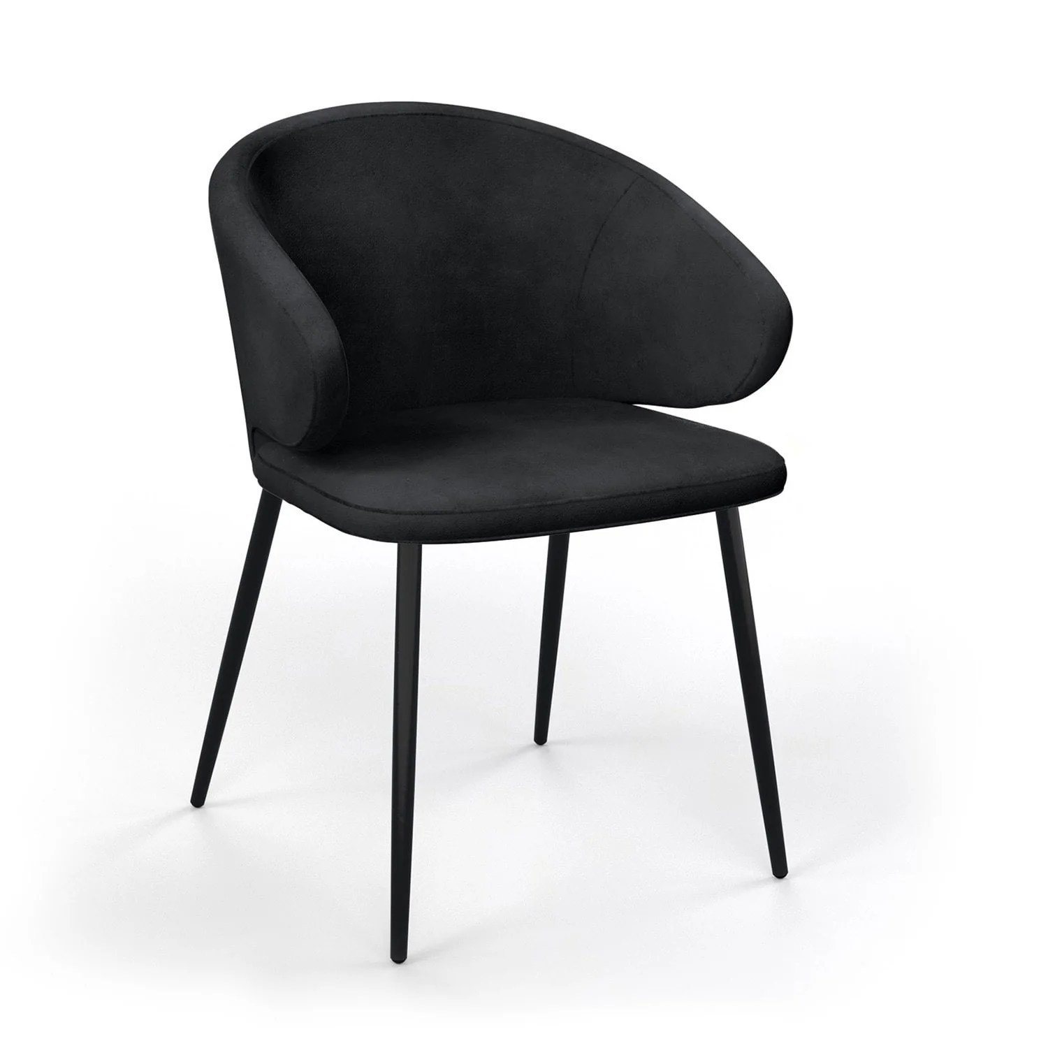 Chaise en tissu pieds noirs, 60x50xH80 cm - FIDJI - Image 9