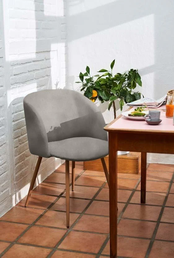 Chaise en velours, 55,5x60xH83 cm - YPOS - Image 4