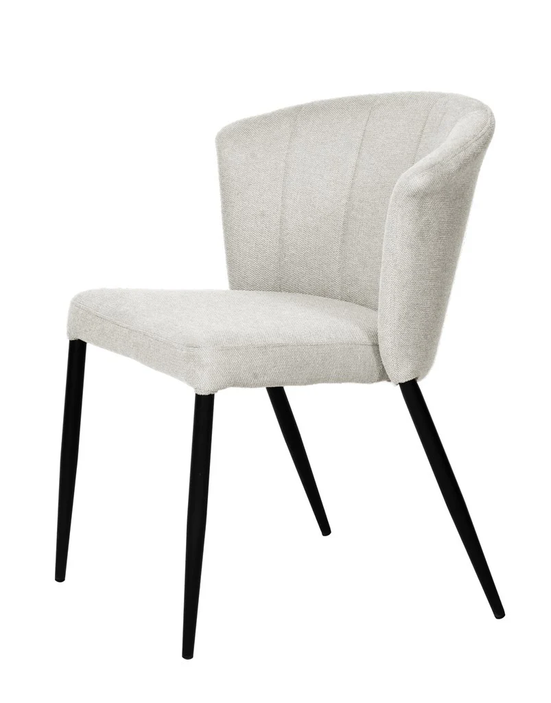 Chaise Nils tissu prémium chiné doux et métal noir- empilable - Image 10