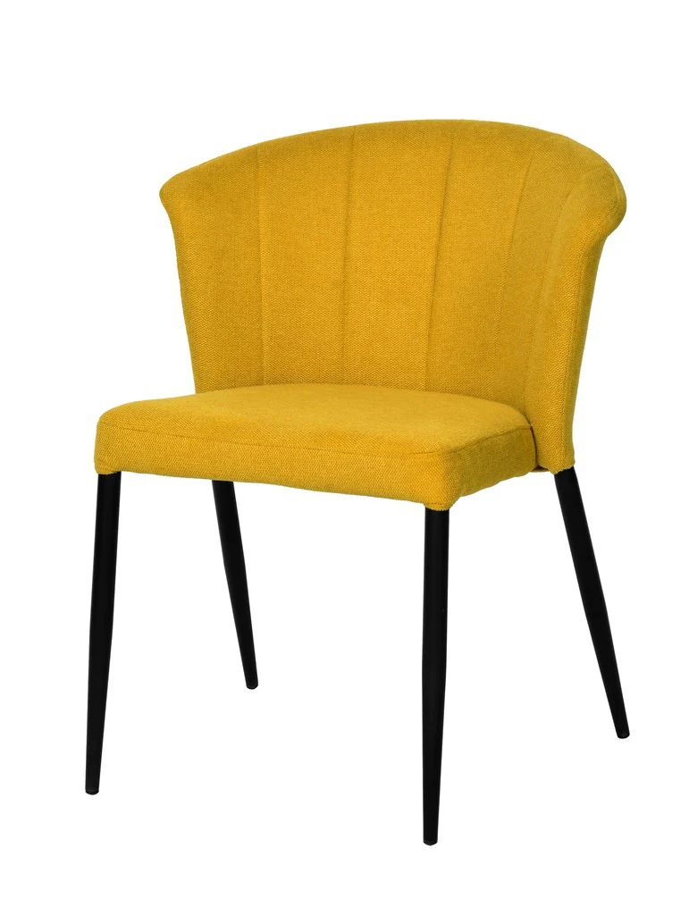 Chaise Nils tissu prémium chiné doux et métal noir- empilable - Image 14