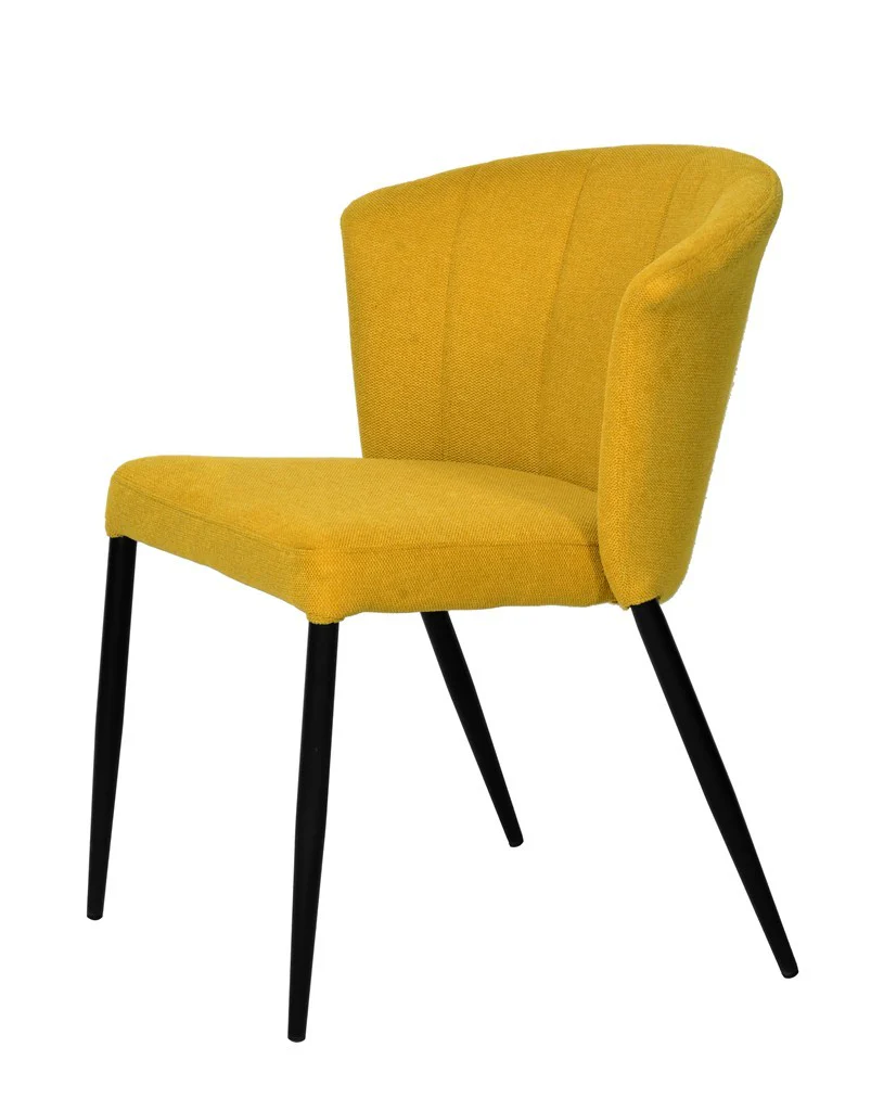 Chaise Nils tissu prémium chiné doux et métal noir- empilable - Image 16