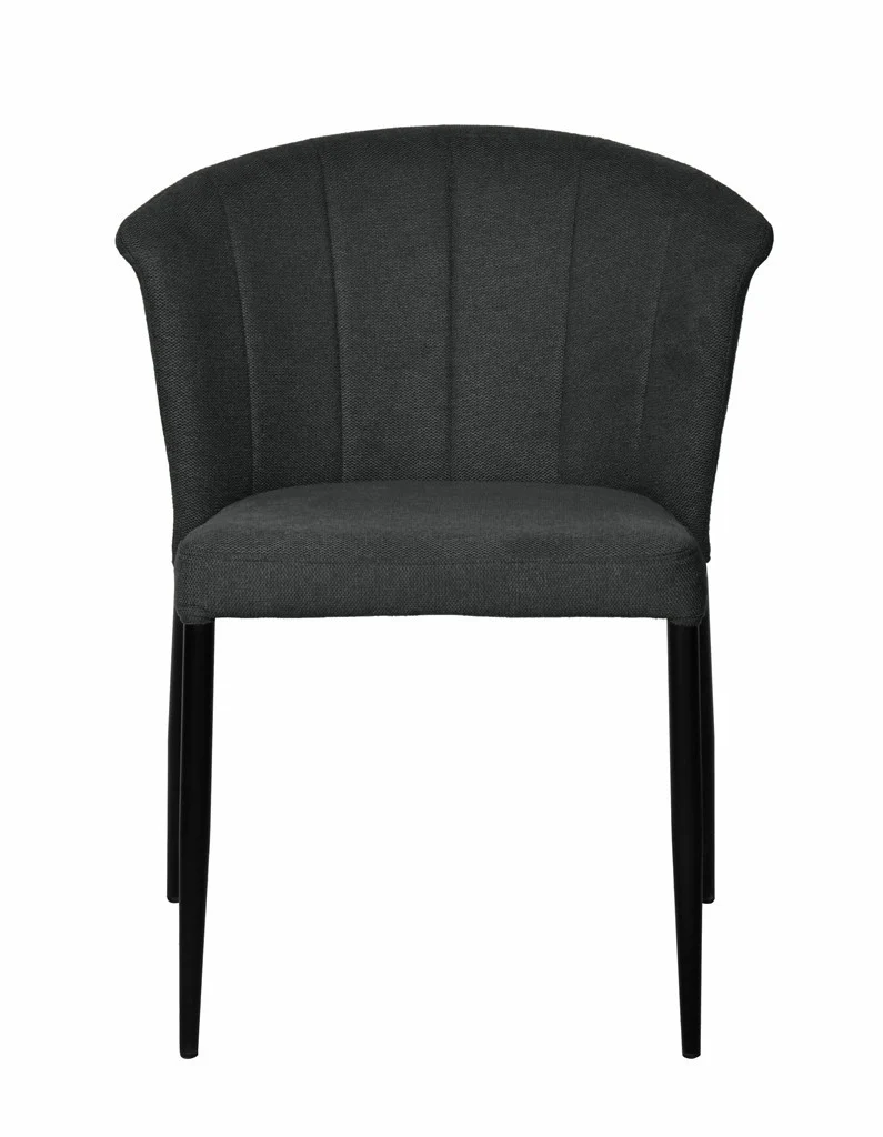 Chaise Nils tissu prémium chiné doux et métal noir- empilable - Image 20