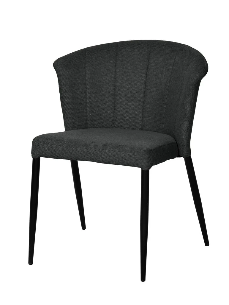 Chaise Nils tissu prémium chiné doux et métal noir- empilable - Image 21