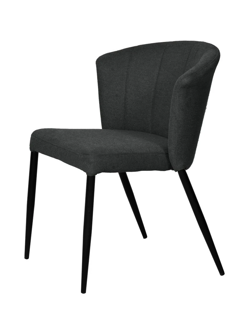 Chaise Nils tissu prémium chiné doux et métal noir- empilable - Image 22