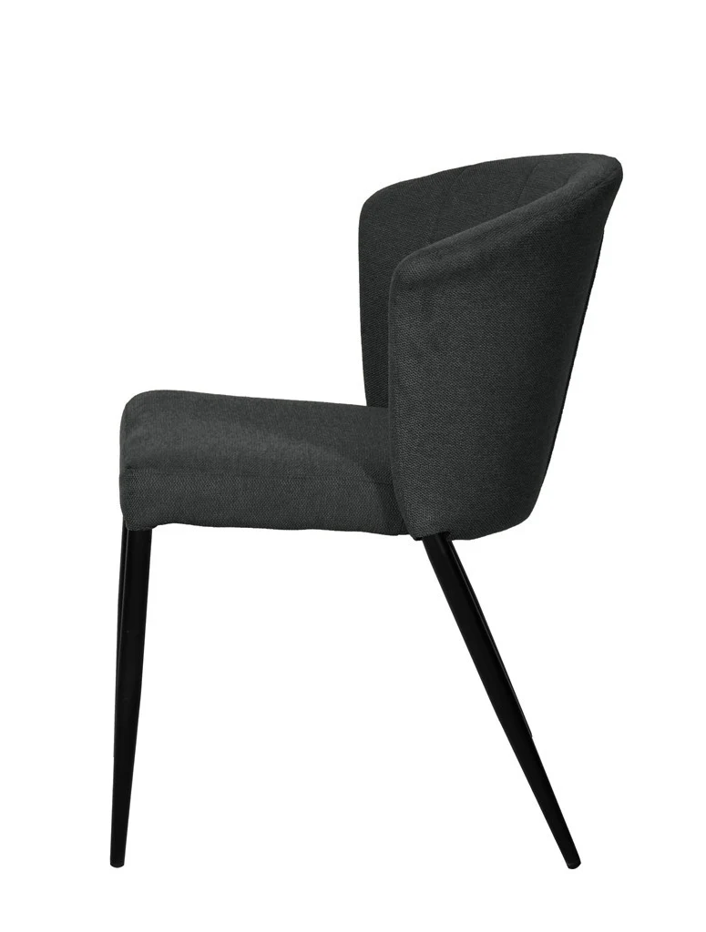 Chaise Nils tissu prémium chiné doux et métal noir- empilable - Image 23