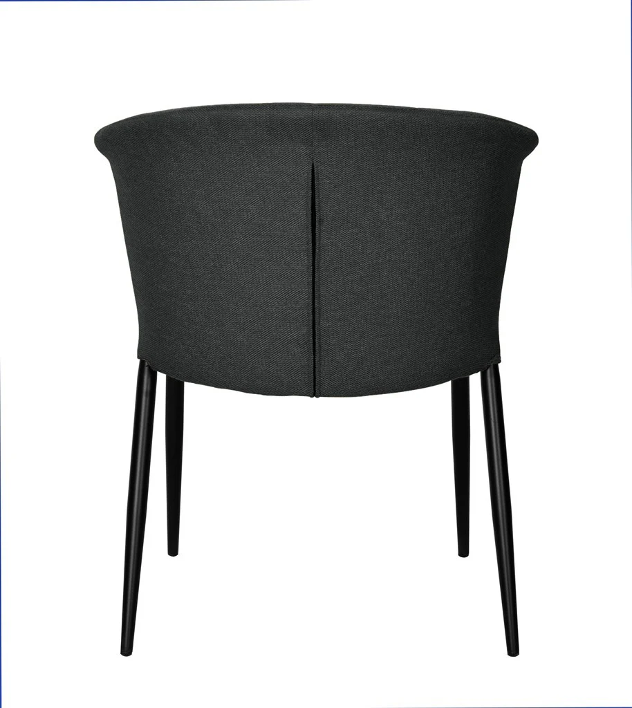 Chaise Nils tissu prémium chiné doux et métal noir- empilable - Image 24