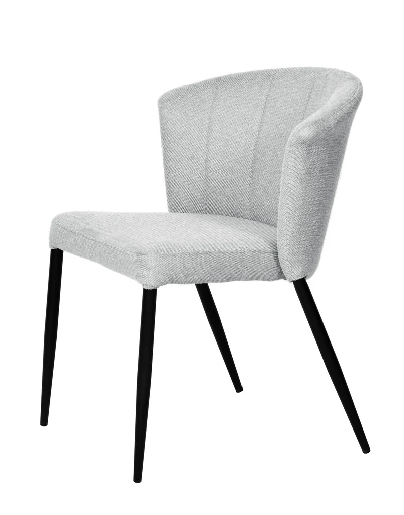 Chaise Nils tissu prémium chiné doux et métal noir- empilable - Image 28