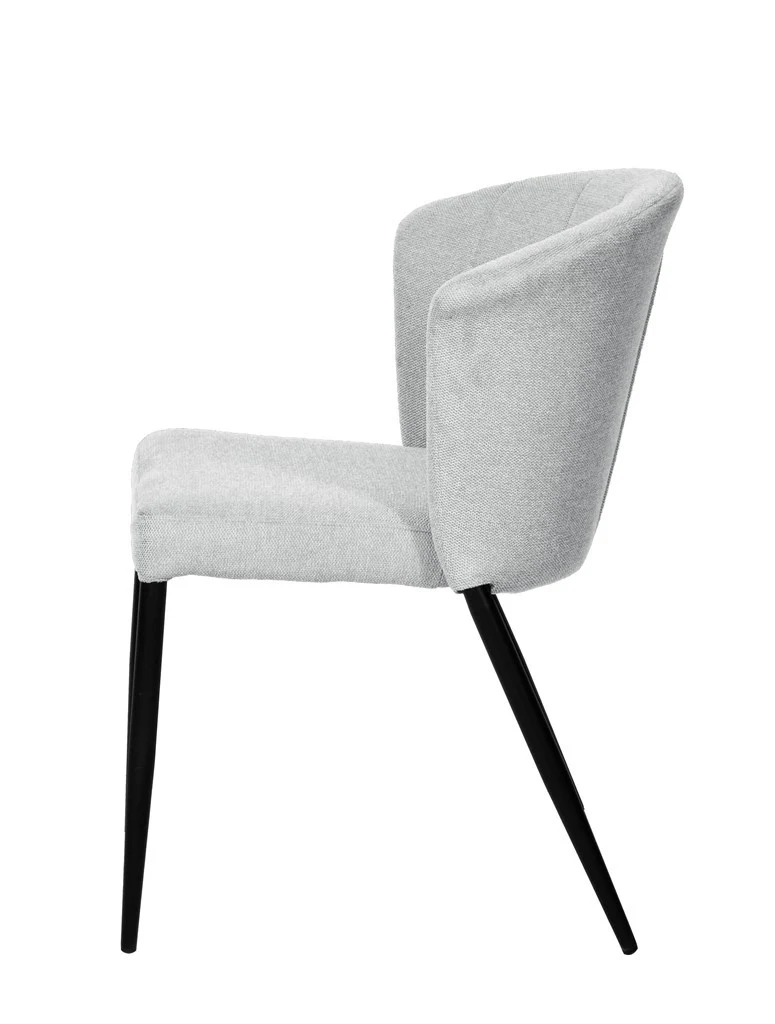 Chaise Nils tissu prémium chiné doux et métal noir- empilable - Image 29