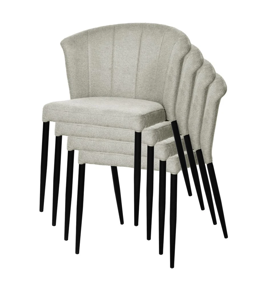 Chaise Nils tissu prémium chiné doux et métal noir- empilable - Image 33