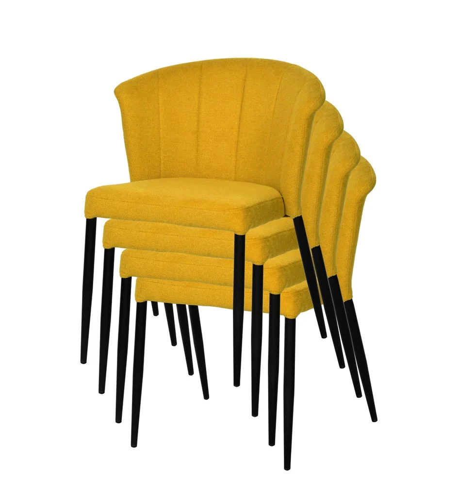 Chaise Nils tissu prémium chiné doux et métal noir- empilable - Image 35