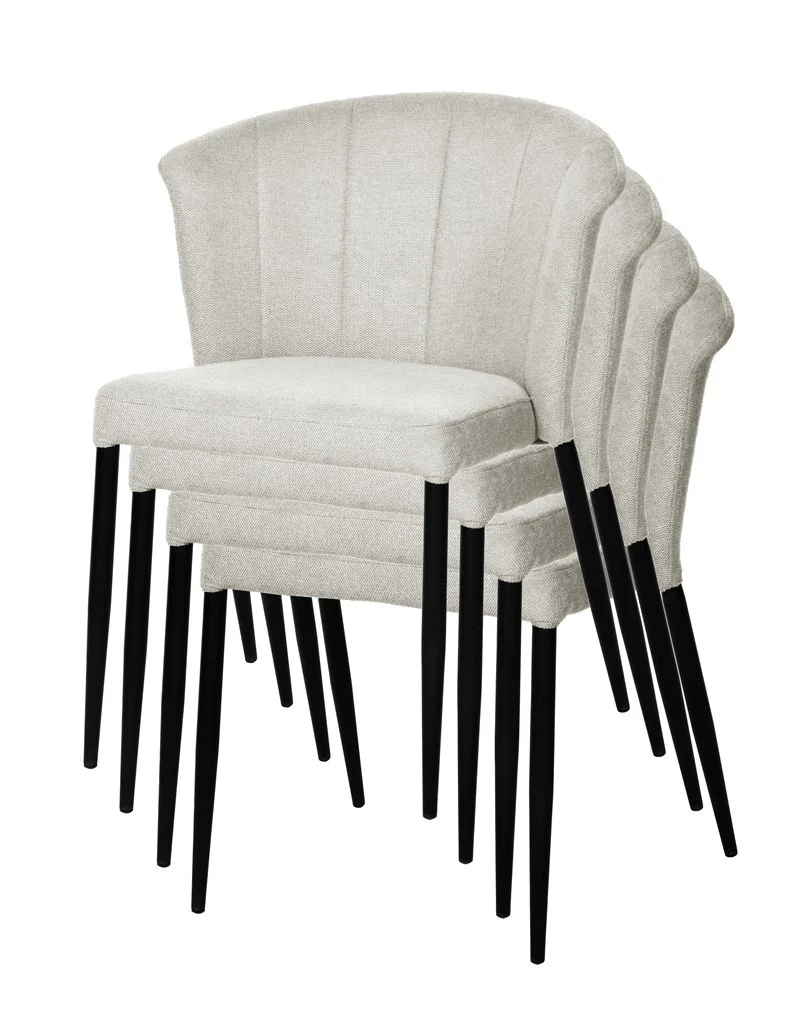 Chaise Nils tissu prémium chiné doux et métal noir- empilable - Image 36