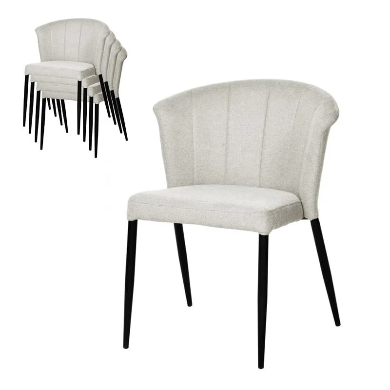 Chaise Nils tissu prémium chiné doux et métal noir- empilable - Image 37