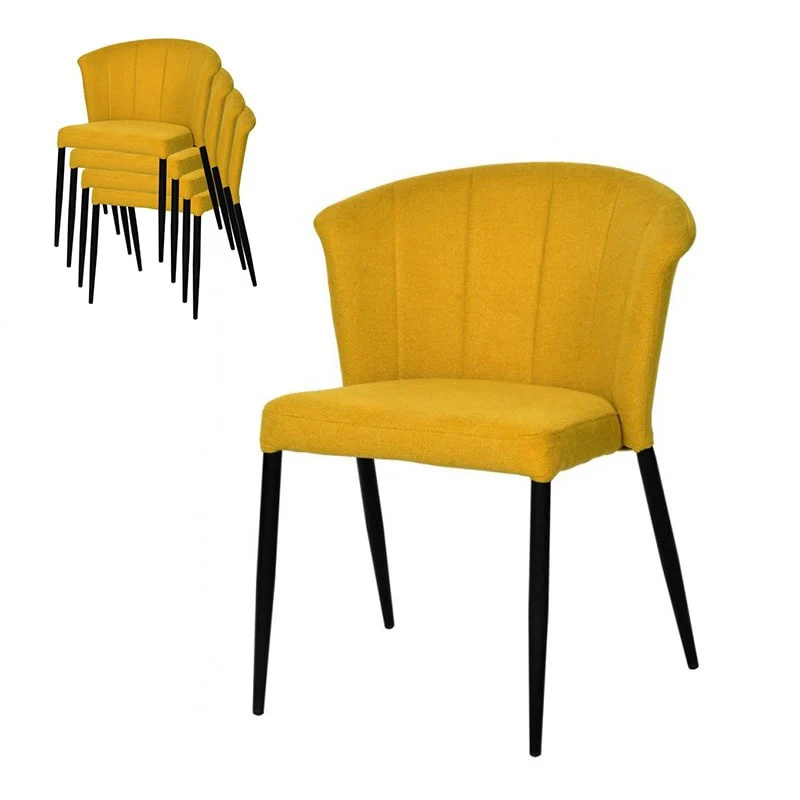 Chaise Nils tissu prémium chiné doux et métal noir- empilable - Image 39