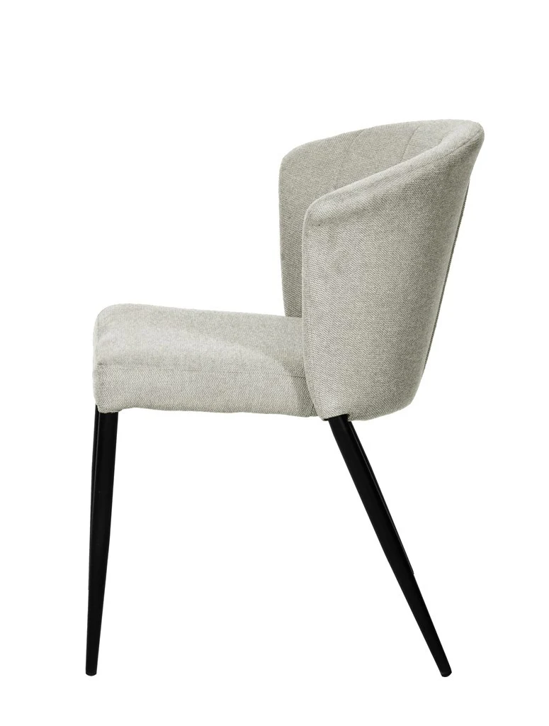 Chaise Nils tissu prémium chiné doux et métal noir- empilable - Image 4