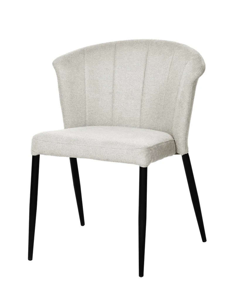 Chaise Nils tissu prémium chiné doux et métal noir- empilable - Image 9