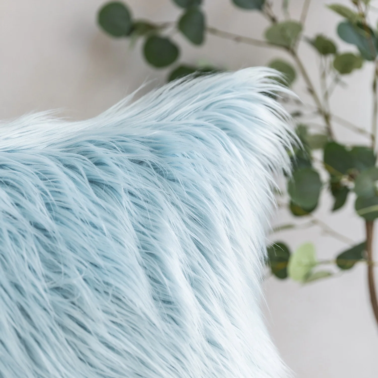 Coussin fourrure uni à poils longs, 45x45CM - SHAGGY - Image 10