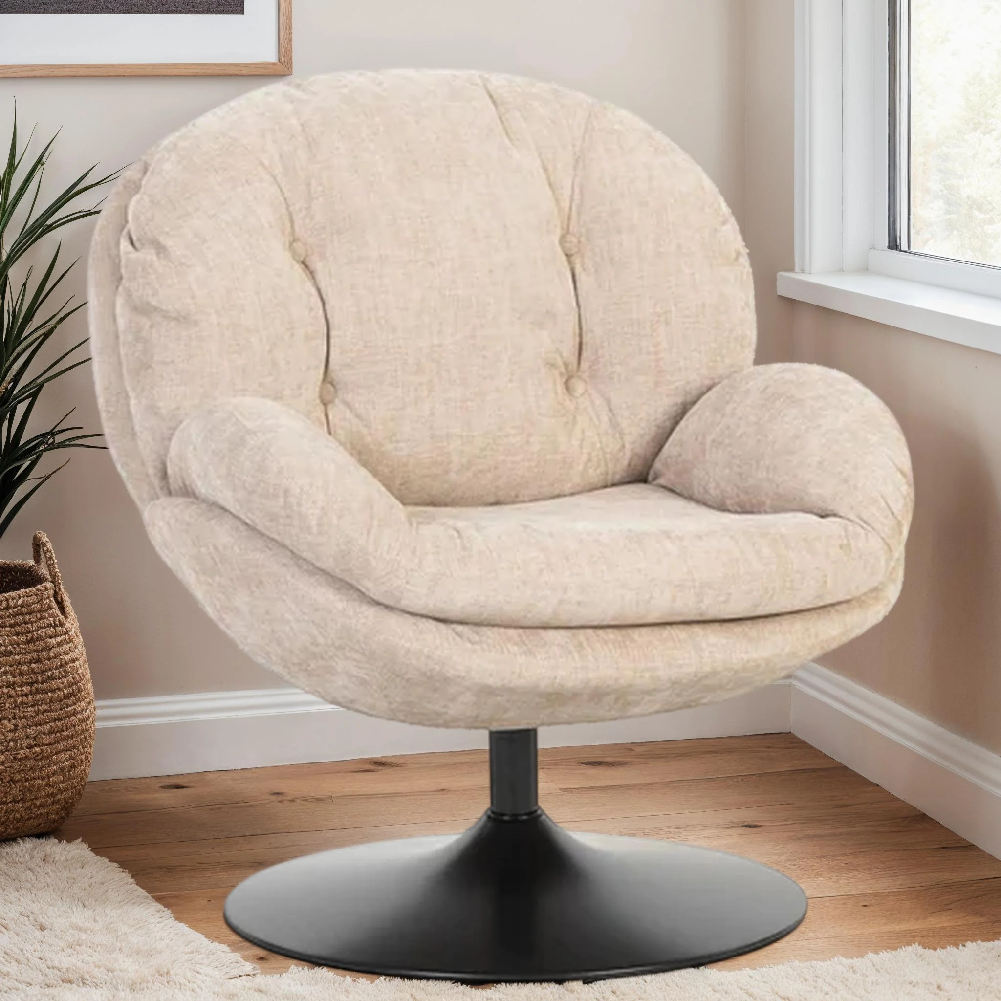 Milo Fauteuil rond design pivotant en tissu haute qualité, 85x70xH89CM - Image 16