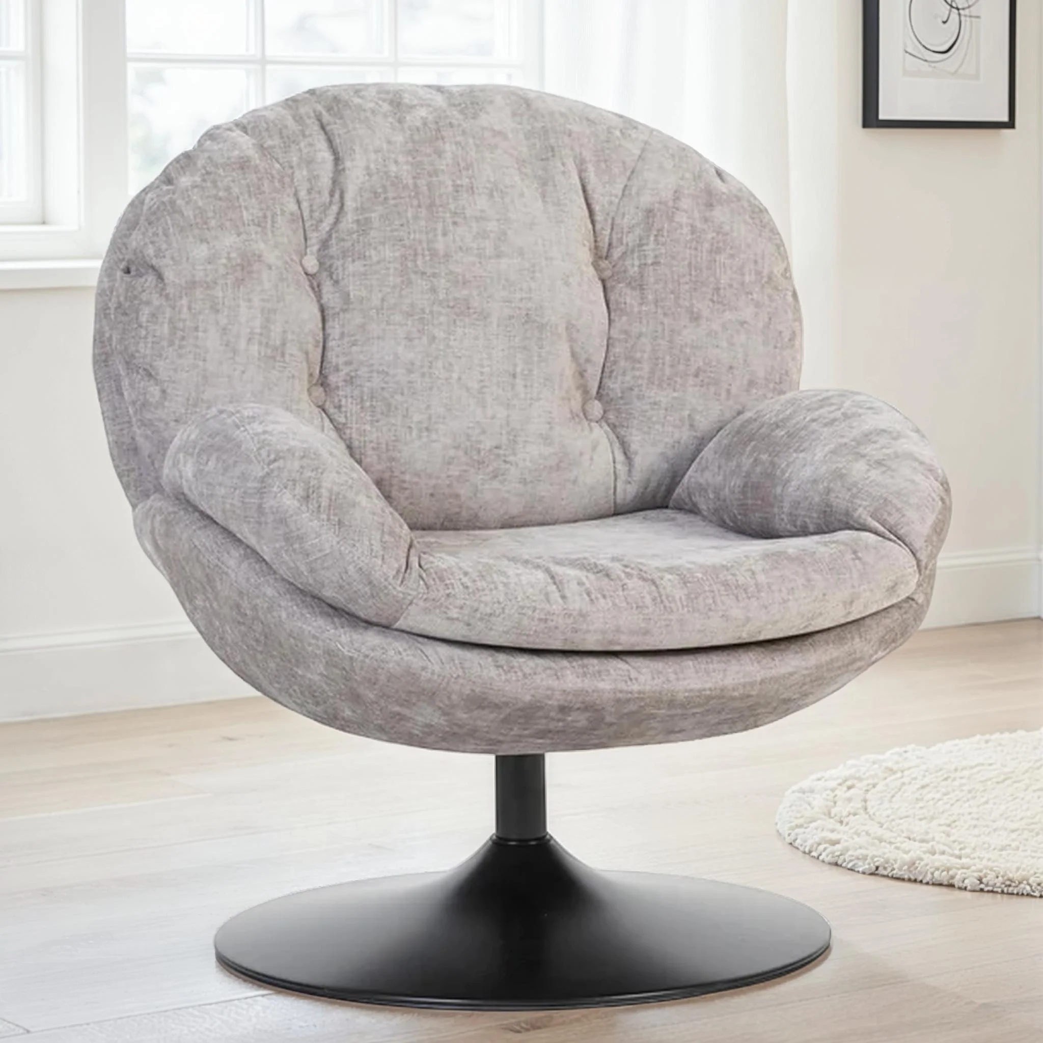 Milo Fauteuil rond design pivotant en tissu haute qualité, 85x70xH89CM - Image 24