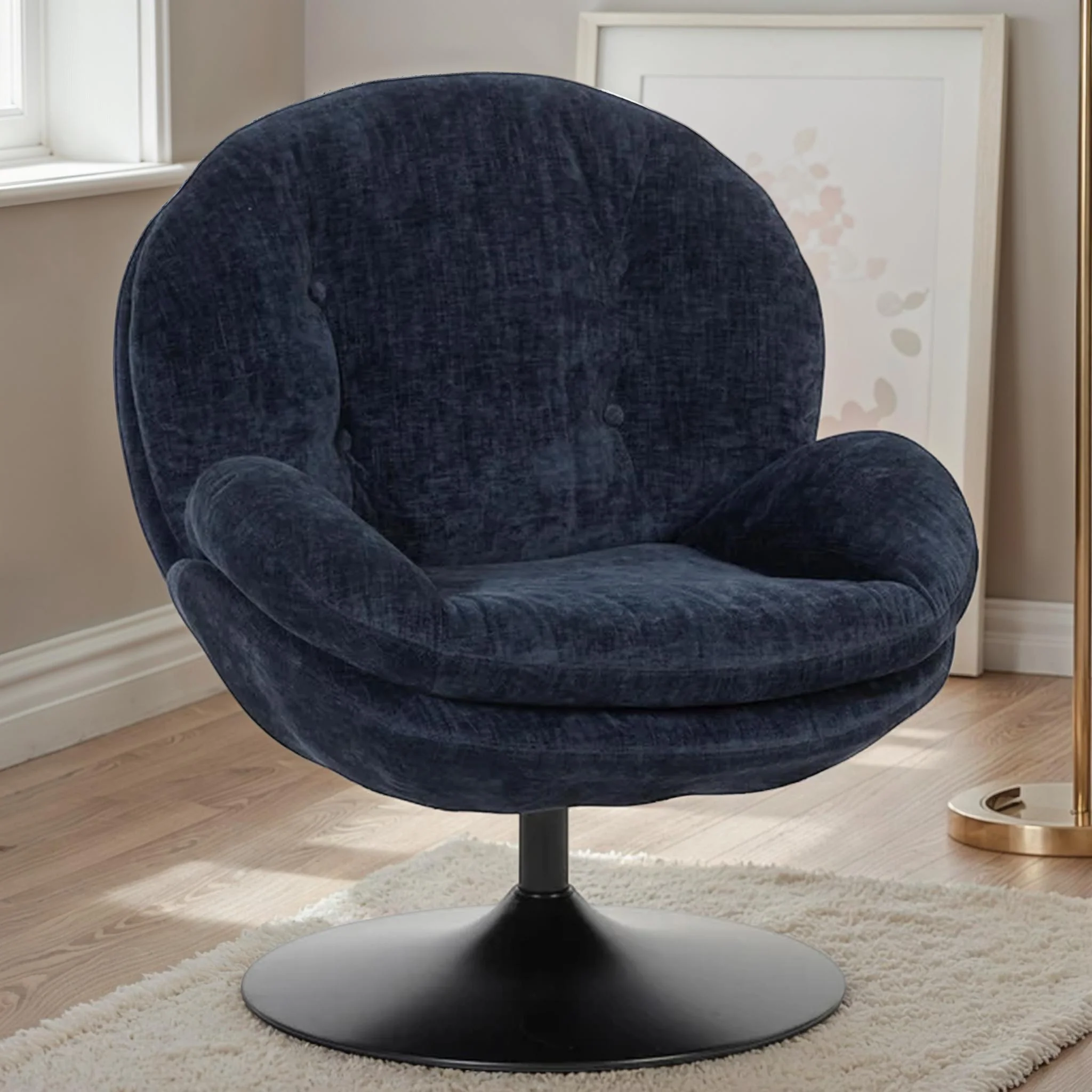 Milo Fauteuil rond design pivotant en tissu haute qualité, 85x70xH89CM - Image 8