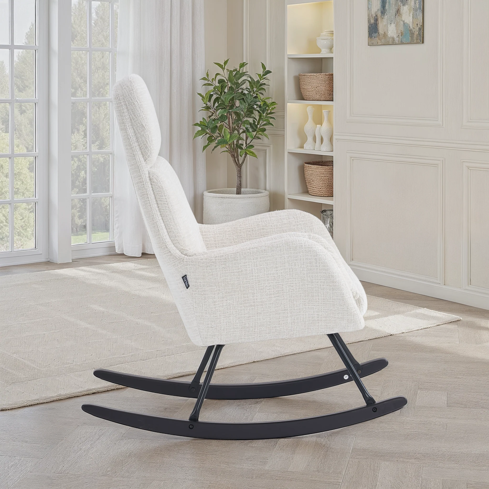 Fauteuil à bascule en tissu anti tache, 63,5x97xH108CM - PAULA - Image 3