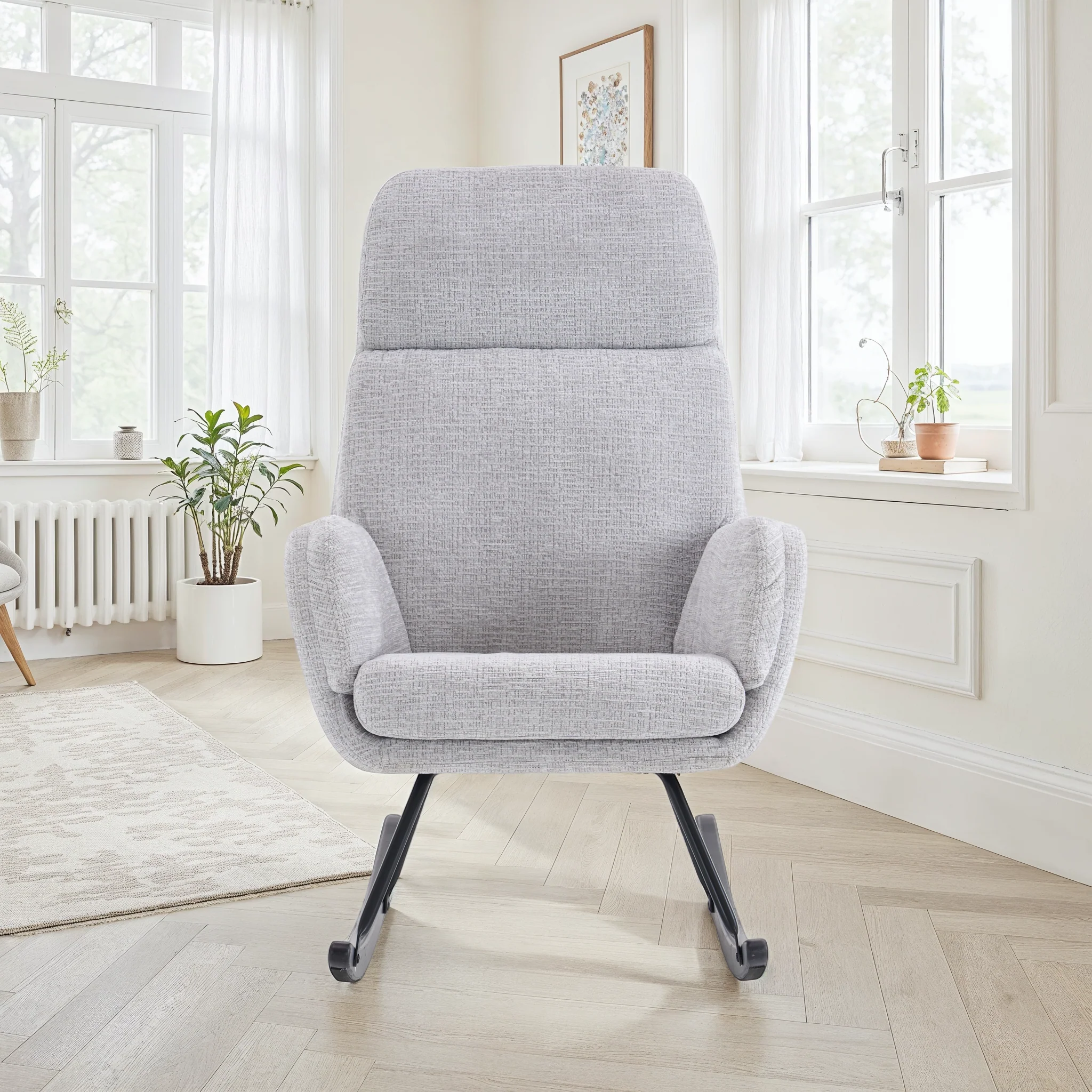 Fauteuil à bascule en tissu anti tache, 63,5x97xH108CM - PAULA - Image 6
