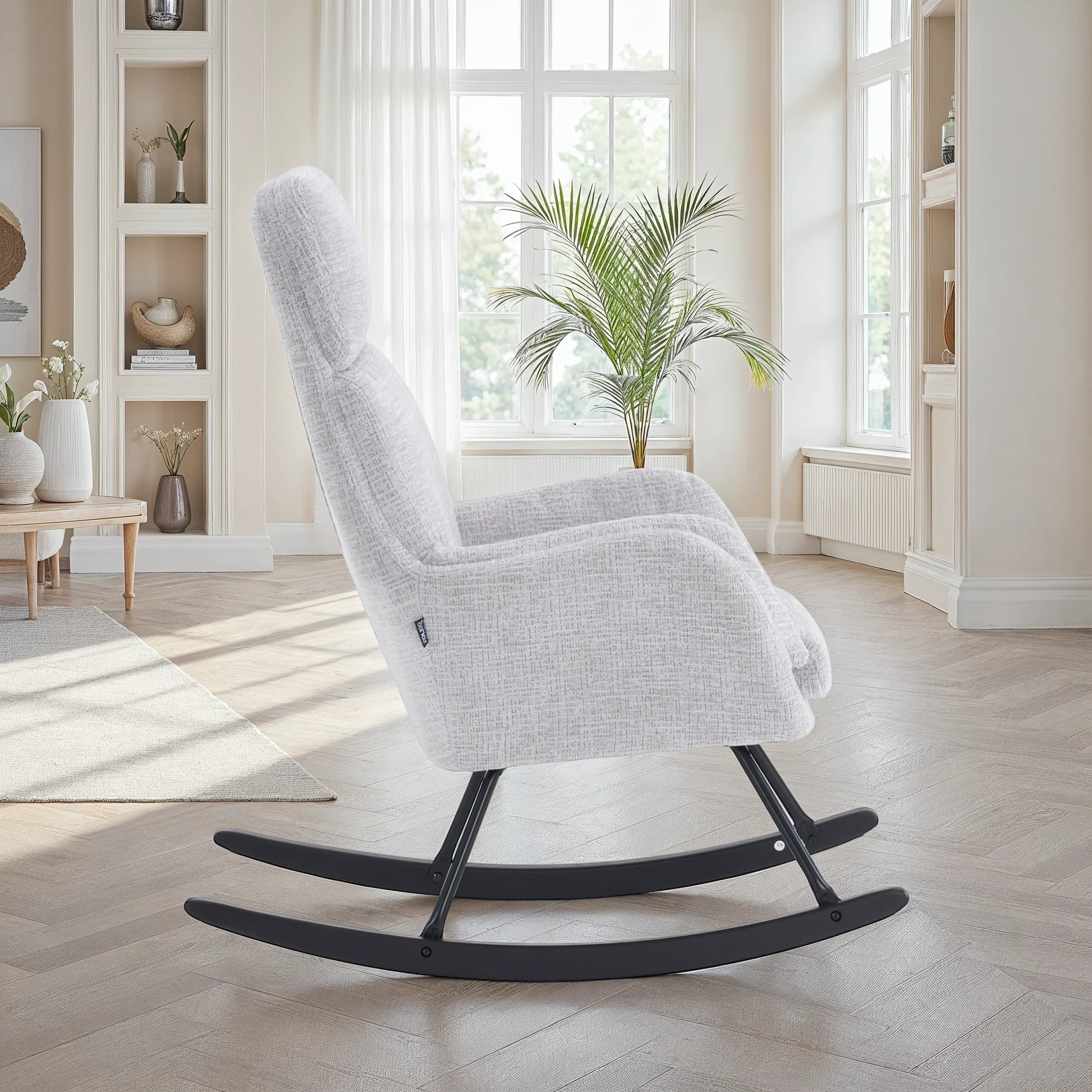 Fauteuil à bascule en tissu anti tache, 63,5x97xH108CM - PAULA - Image 7