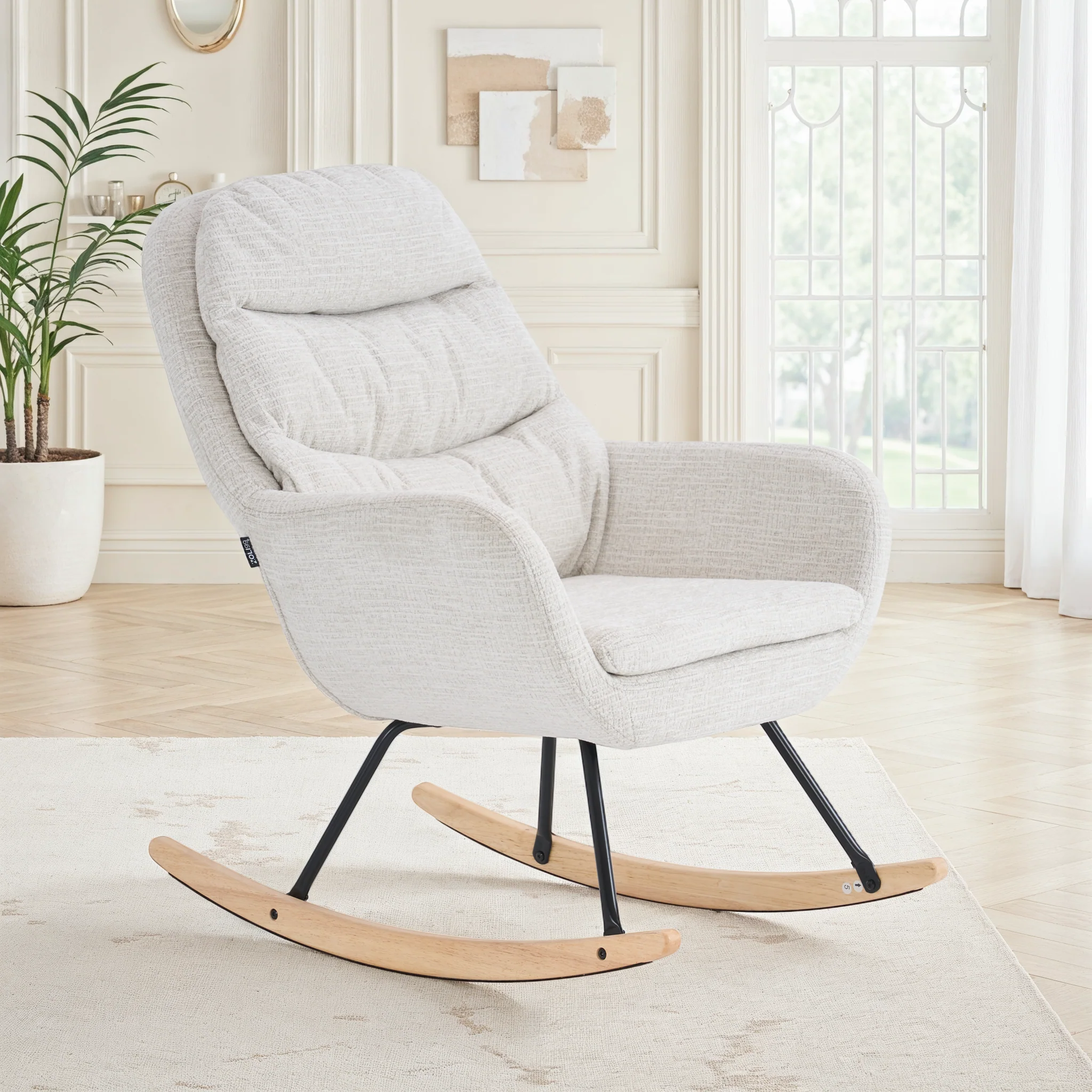 Fauteuil à bascule en tissu anti tache, 76x94xH95CM - OLGA - Image 3