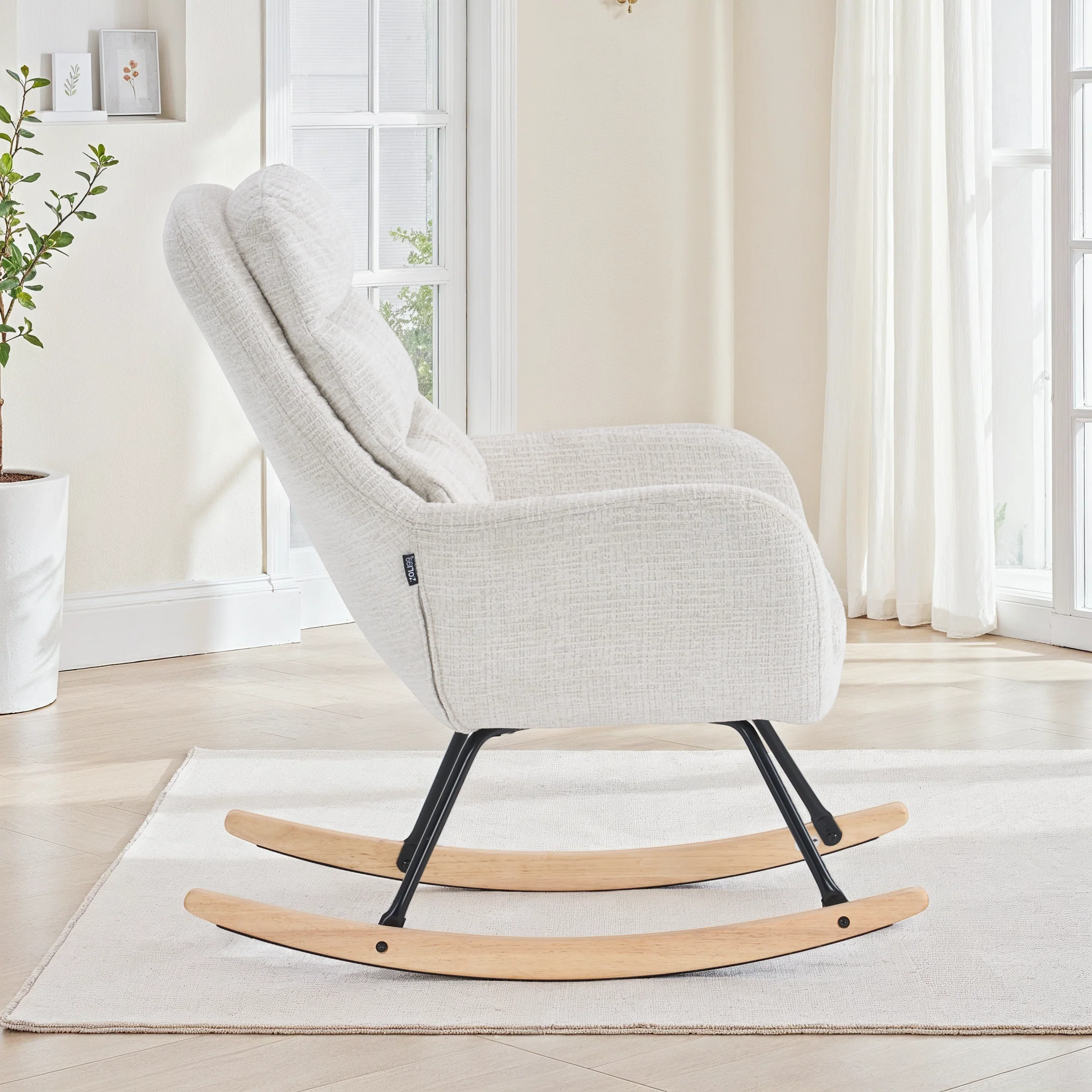 Fauteuil à bascule en tissu anti tache, 76x94xH95CM - OLGA - Image 4