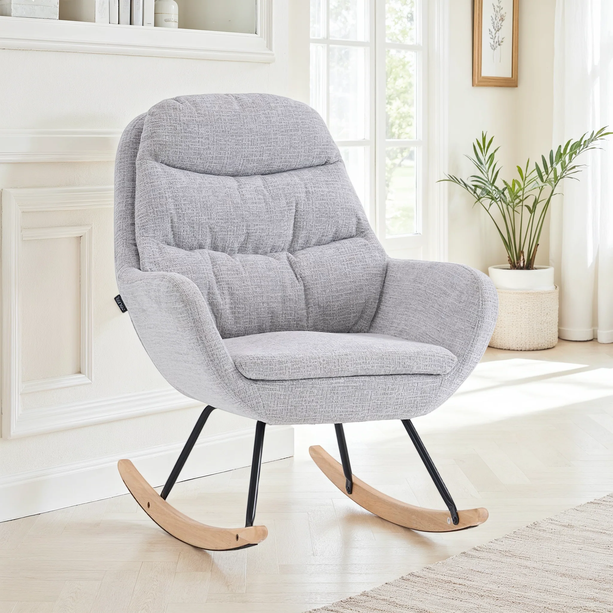 Fauteuil à bascule en tissu anti tache, 76x94xH95CM - OLGA - Image 5