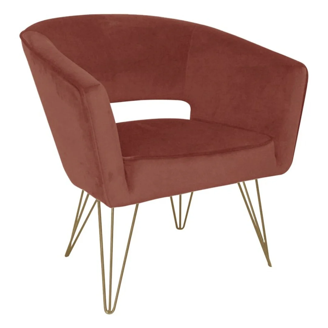 Fauteuil d'appoint en velours anti tache pieds dorés-Mazio - Image 12