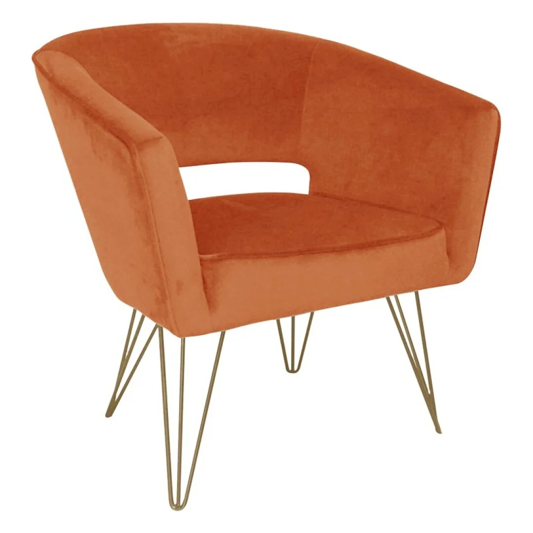 Fauteuil d'appoint en velours anti tache pieds dorés-Mazio - Image 14